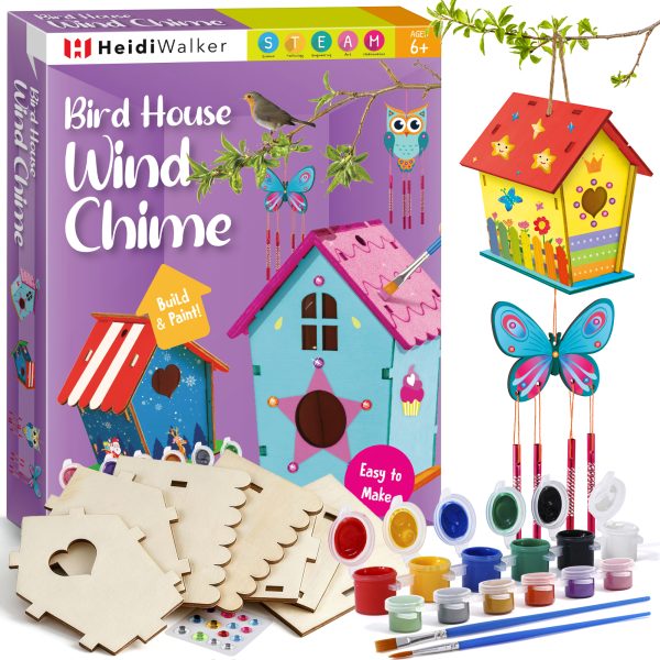Bird House Wind Chime, DIY Wooden Arts and Crafts Kit for Children to Build, Make Your Own Birdhouse