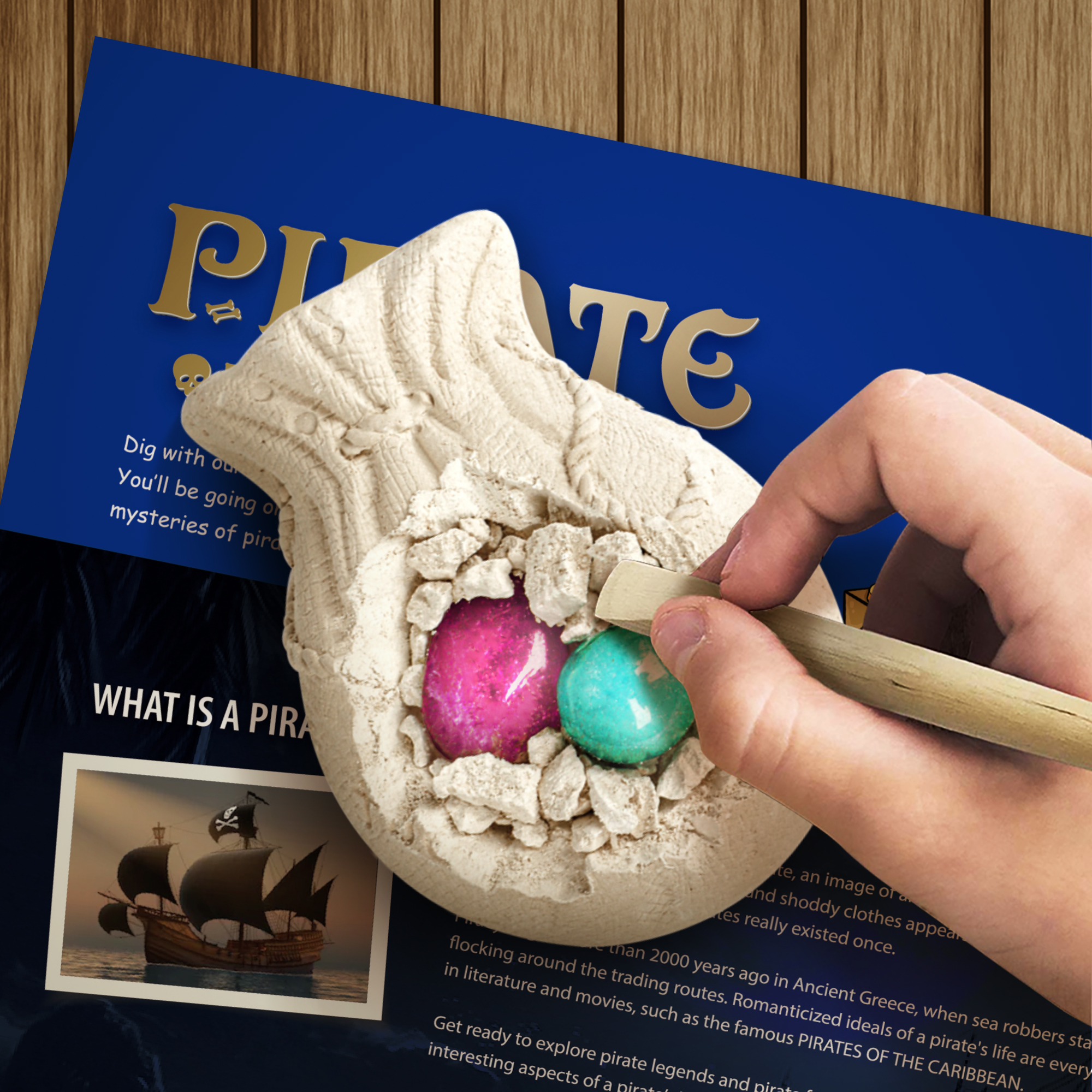 5 in 1 Pirate Treasure Dig, Great Birthday Gift Party Supplies Archeology Educational STEM Kits - Image 2