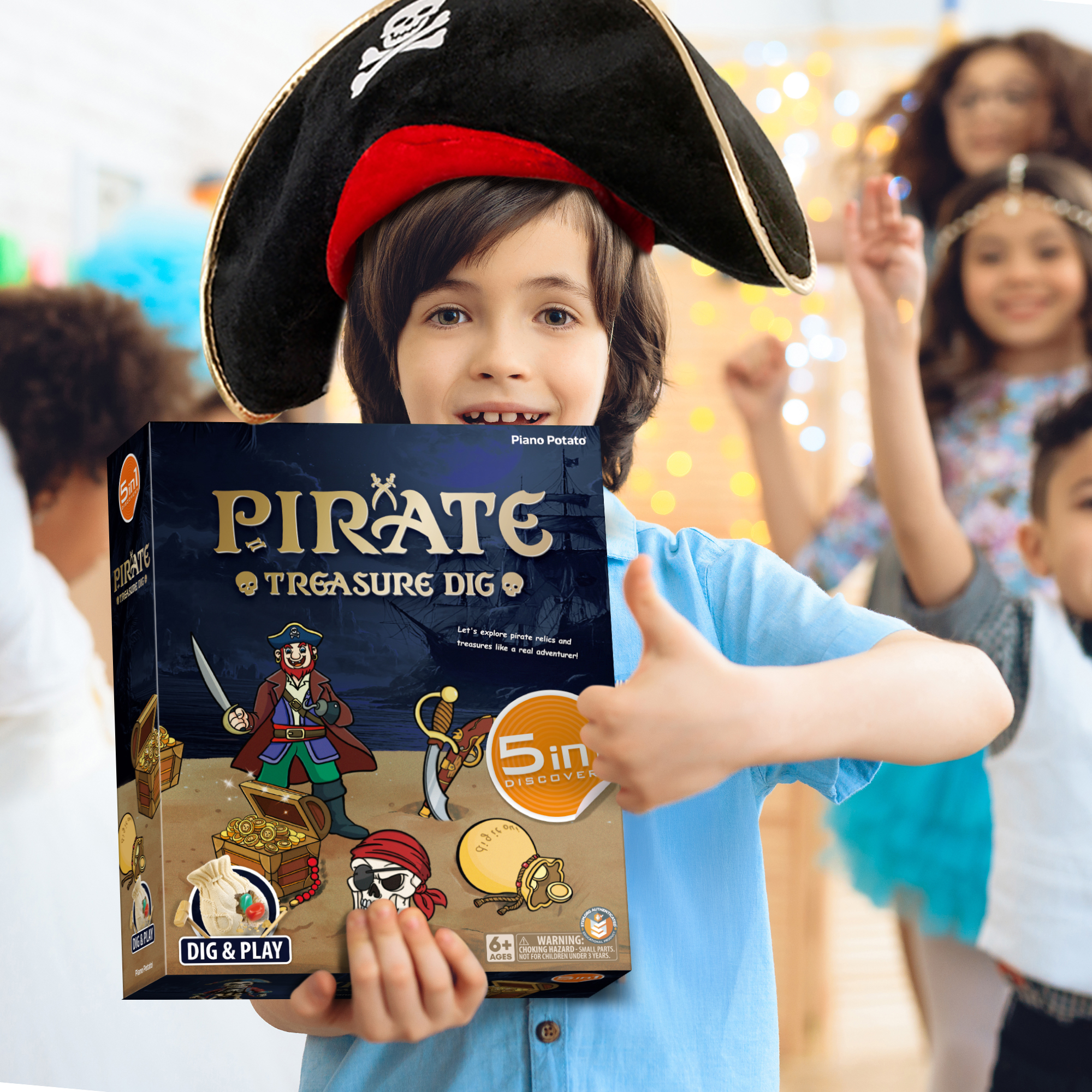 5 in 1 Pirate Treasure Dig, Great Birthday Gift Party Supplies Archeology Educational STEM Kits - Image 6
