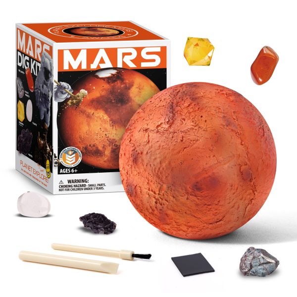 Planet Gemstone Dig Kit - 4 Natural Crystal Minerals + Yellow Acrylic Stone Toy