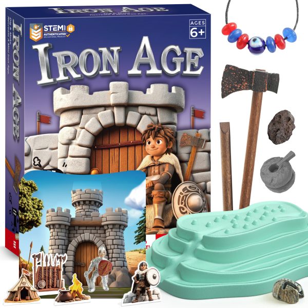 EDUMAN Iron Age Fossil Digging Kit for Kids, Dig Up 10+ Prehistoric Fossils, Fossil Hunting Kit for Kids