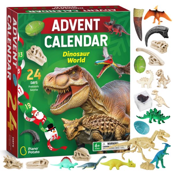 Dinosaur World Advent Calendar for Kids - 24 Days Prehistoric Surprise Christmas Countdown