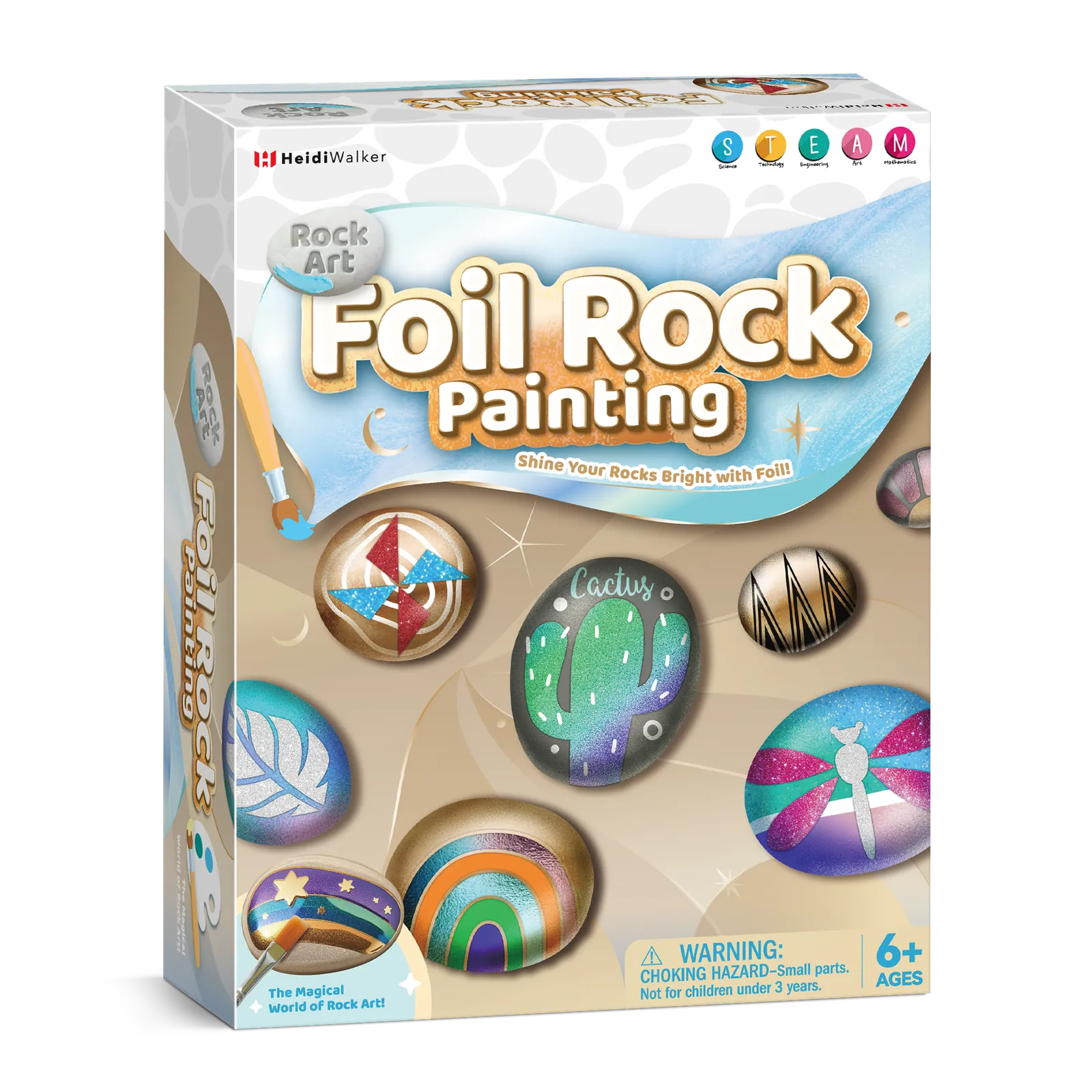 Foil Rock Painting Kit for Kids – 10 Rocks, 10 Stencils, Transfer Foil, Paints & Brushes (Ages 6+) - Image 3