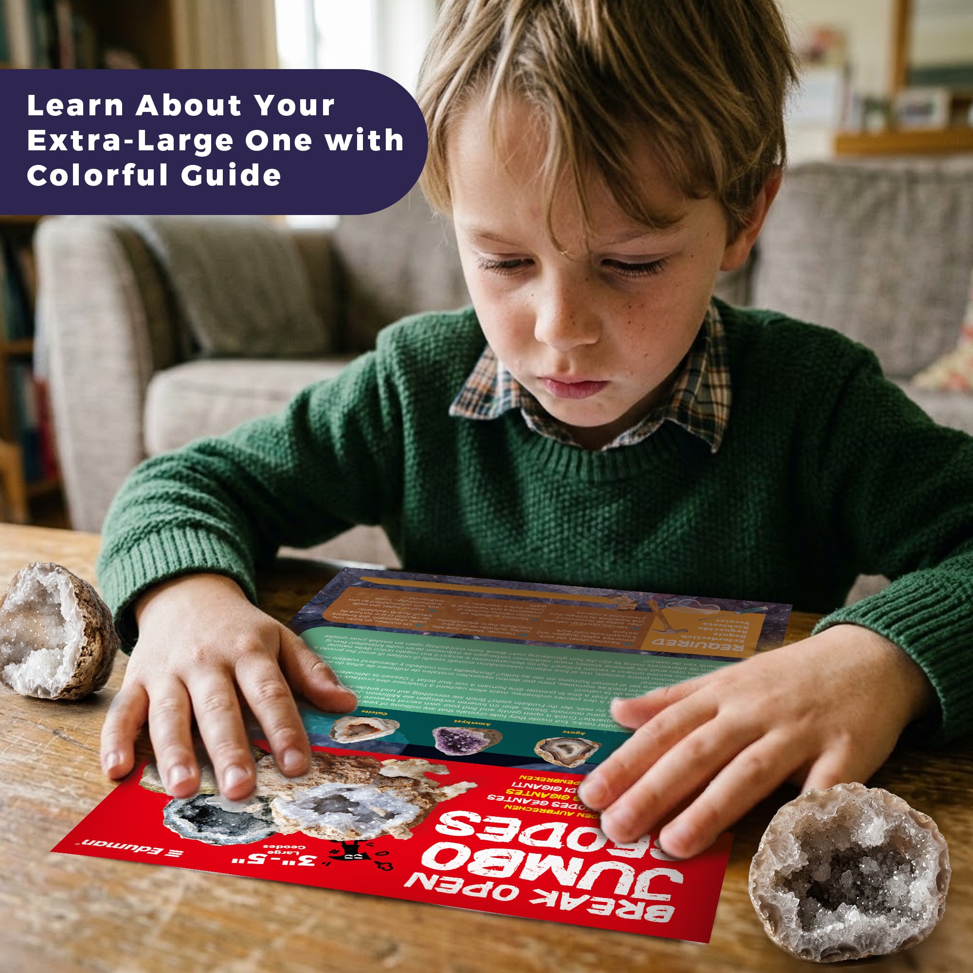 Break Open 3 Jumbo Geodes, Science Gift for Kids Ages 8-12 - Image 4