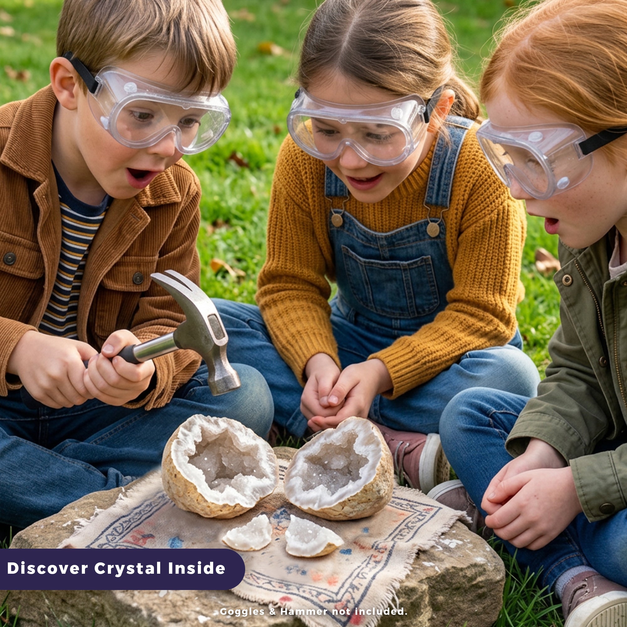 Break Open 3 Jumbo Geodes, Science Gift for Kids Ages 8-12 - Image 6