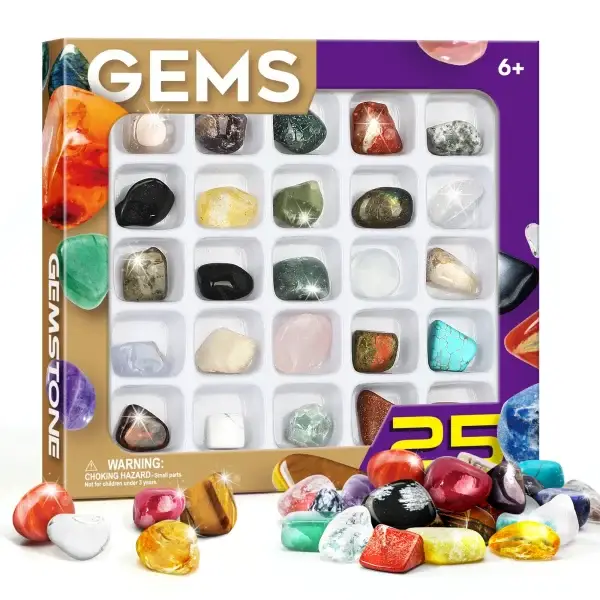 Rocks Collection 25PCS Rock and Mineral Education Set Gemstones for Kids