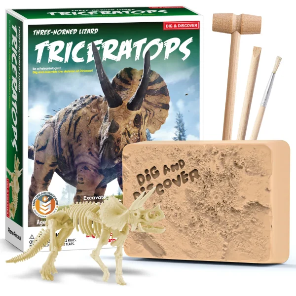 Triceratops Skeleton Excavation Kit, STEM Educational Dinosaur Toy for Kids