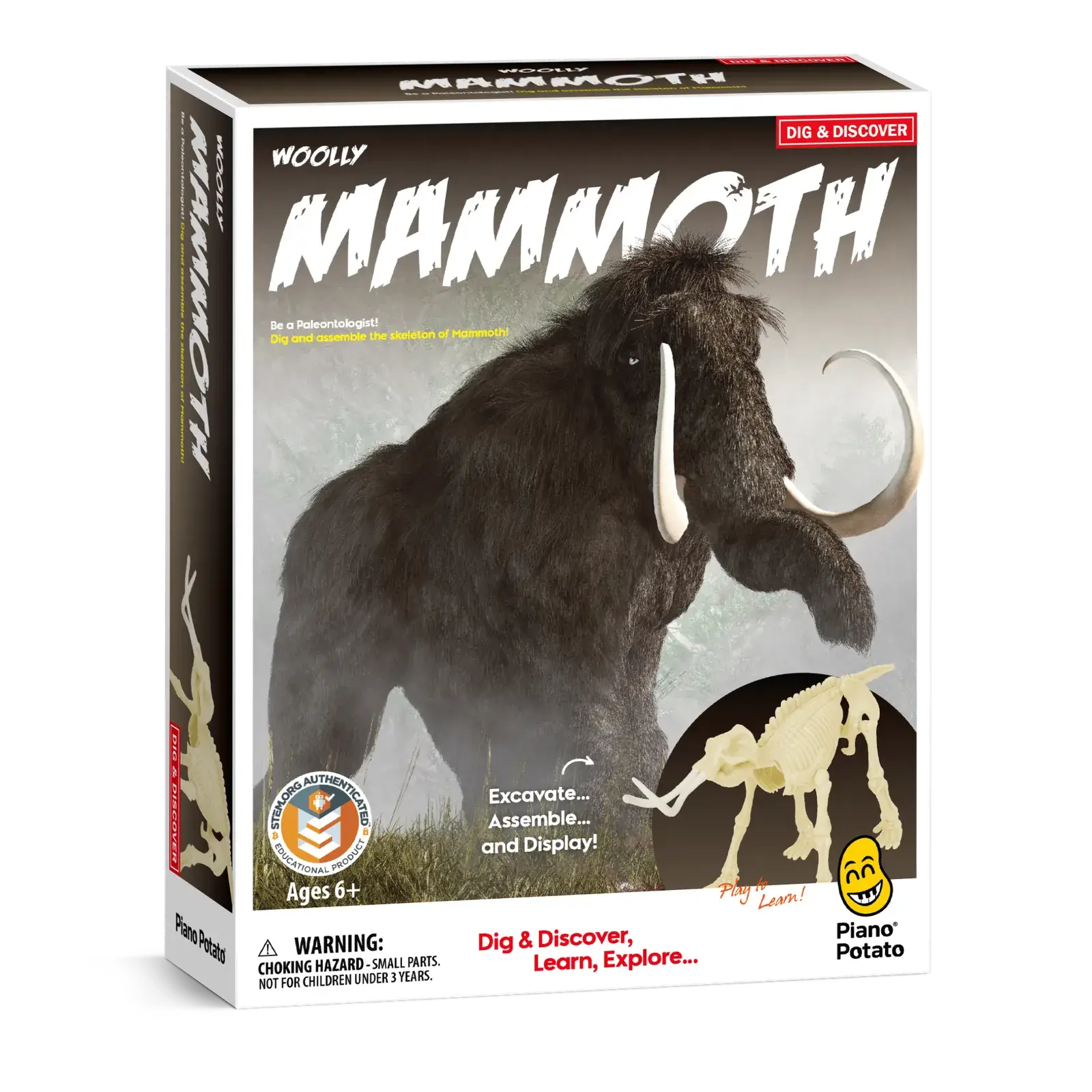 Woolly Mammoth Skeleton Dig Kit package and product dimensions