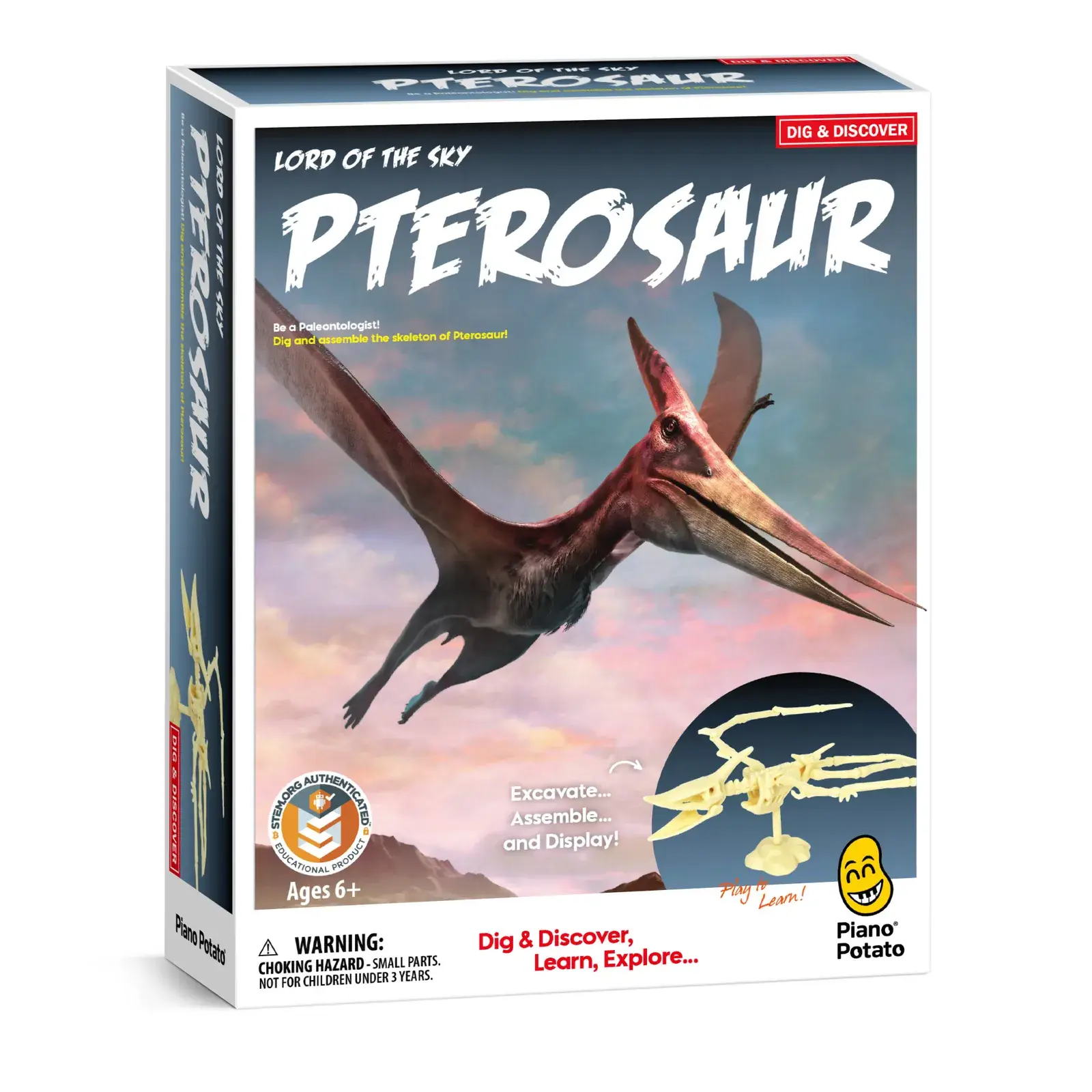 Pterosaur Skeleton Dig Kit retail package marked for ages 6 and up