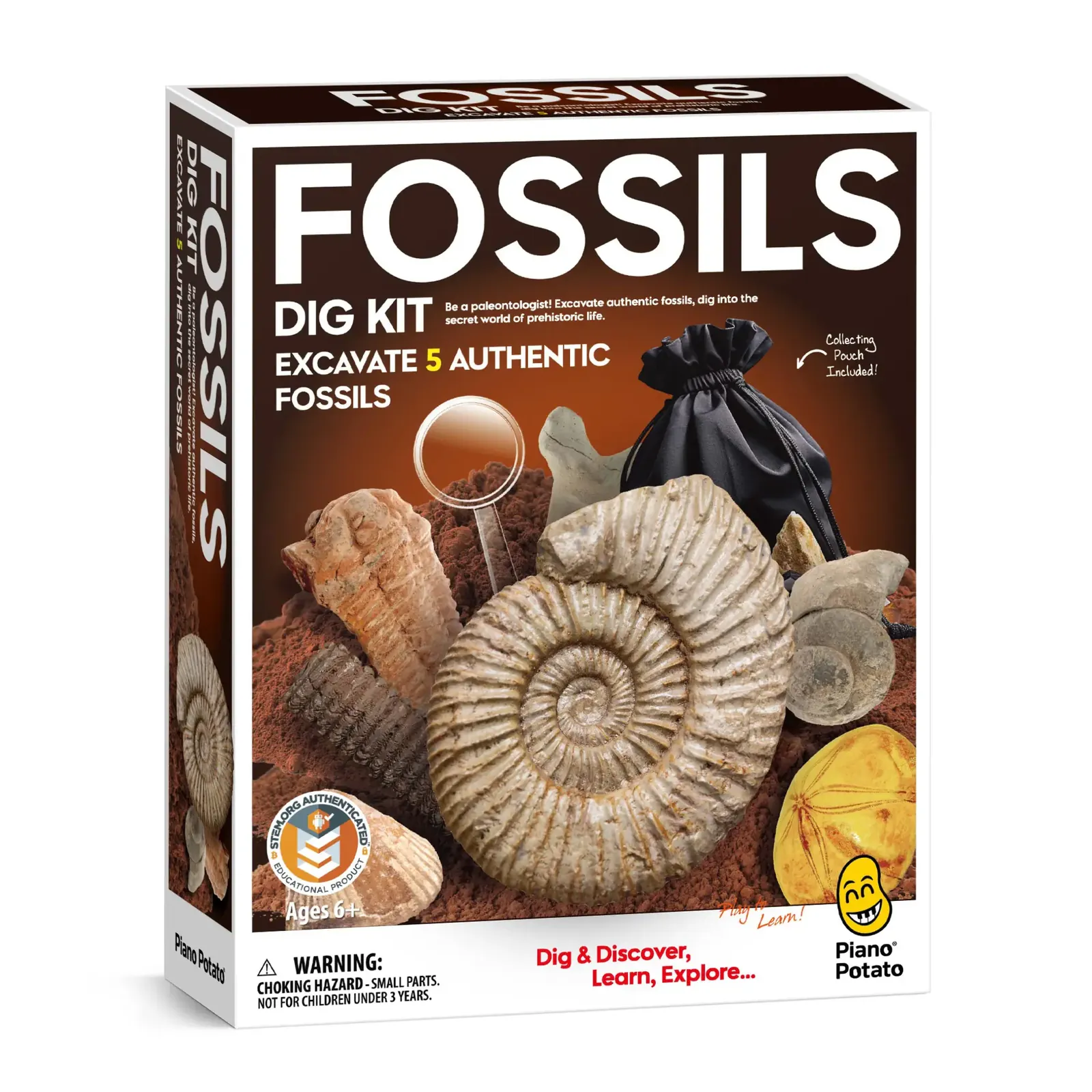Fossil Dig Kit – 5 Real Fossils, Digging Tools & Collecting Pouch - Image 2