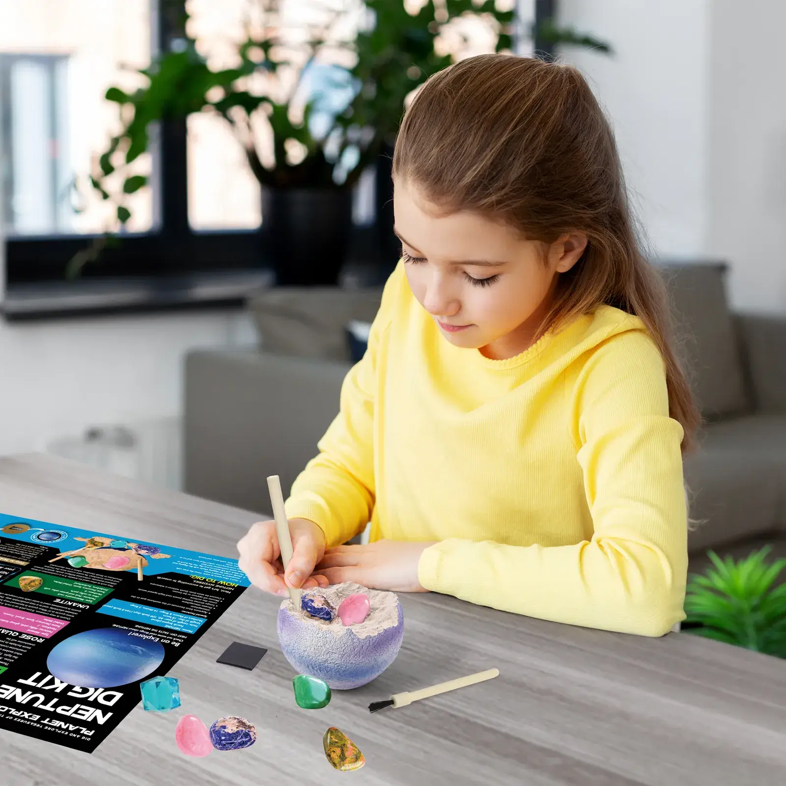 Piano Potato Neptune Planet Gemstone Dig Kit for Kids, STEM Space Science Toy with Dig Tools & Real Crystals - Image 8