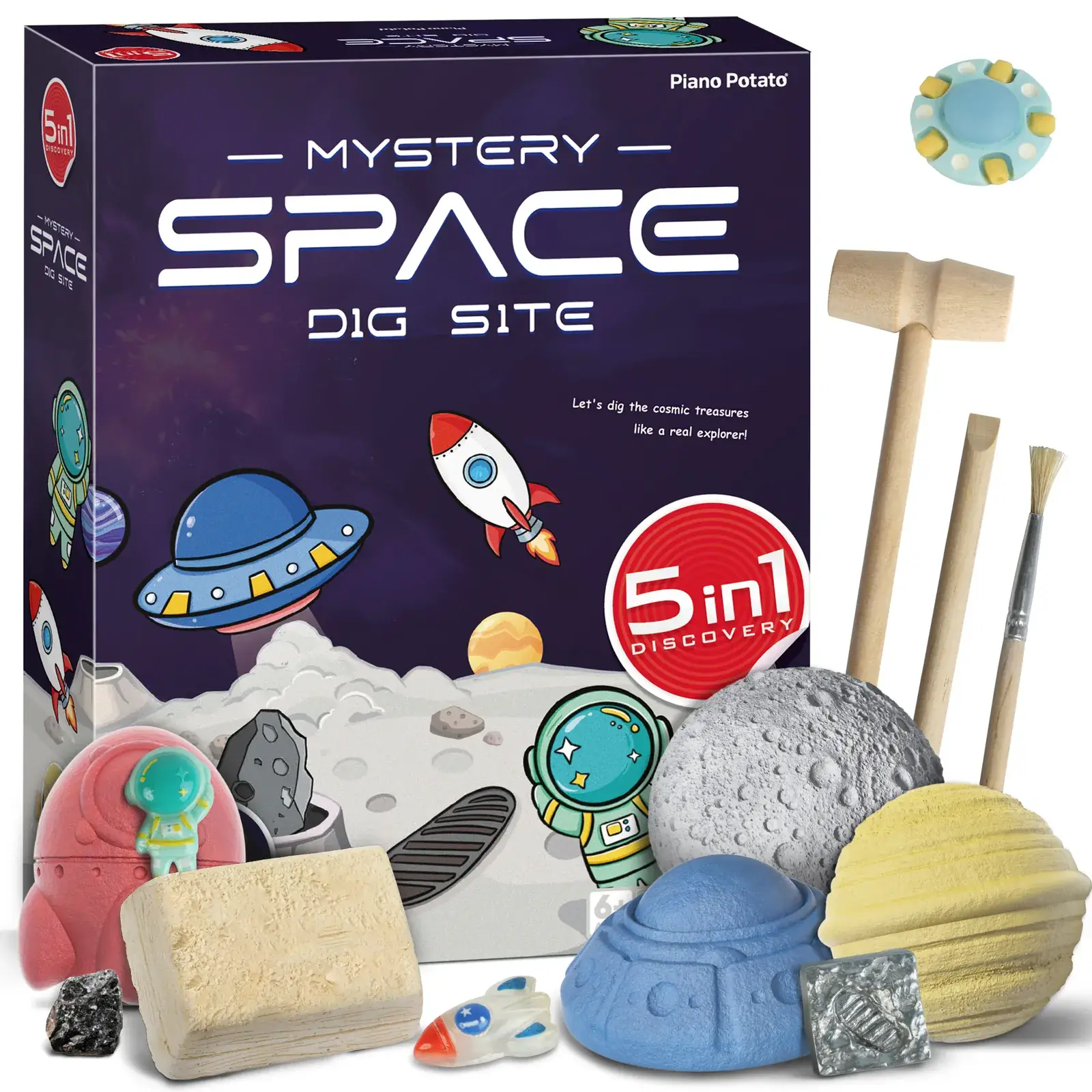 Mystery Space Dig Kit – 5 Blocks & 5 Finds | Piano Potato