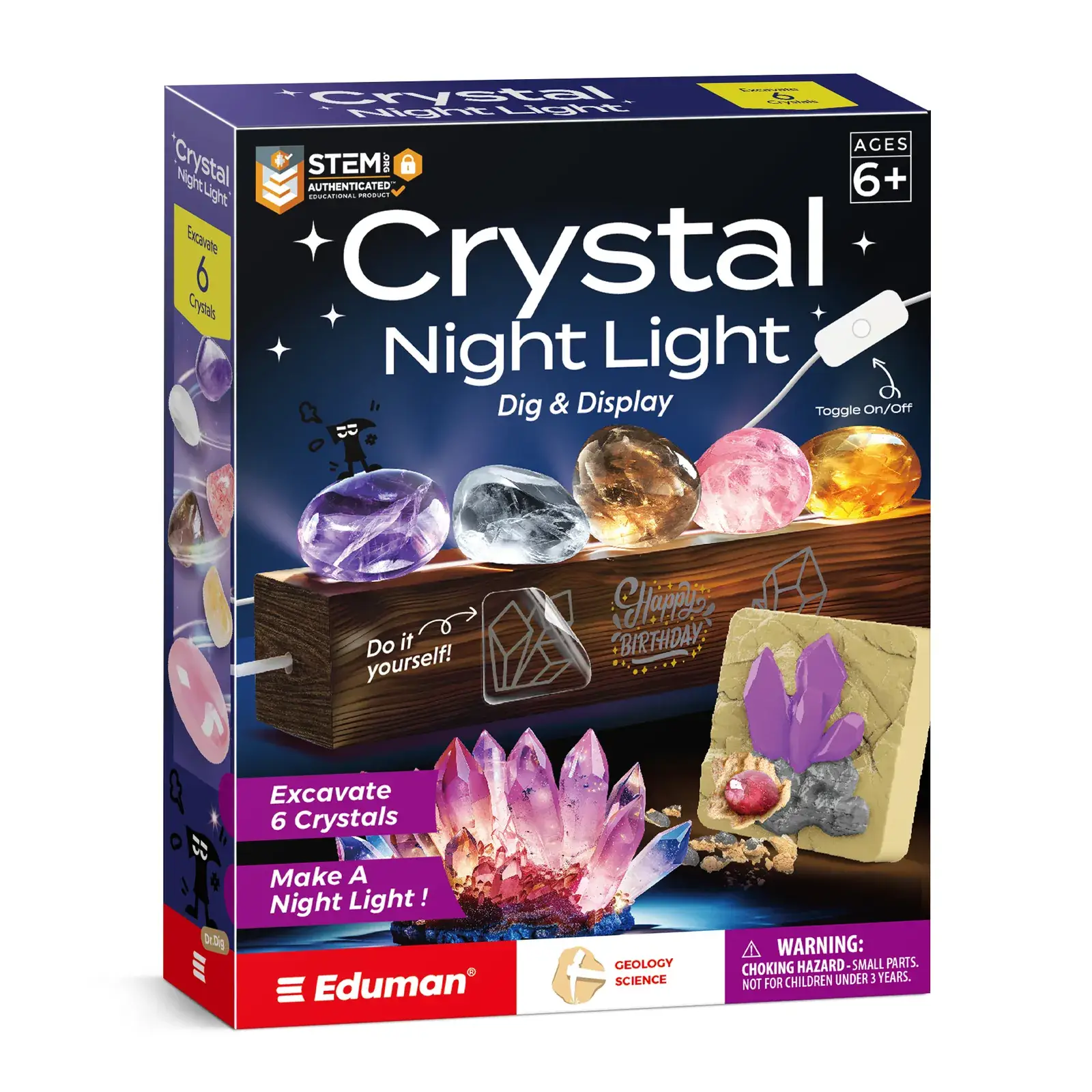 Crystal Night Light Dig Kit – Excavate 6 Crystals & Build a USB Display (Ages 6+) - Image 2