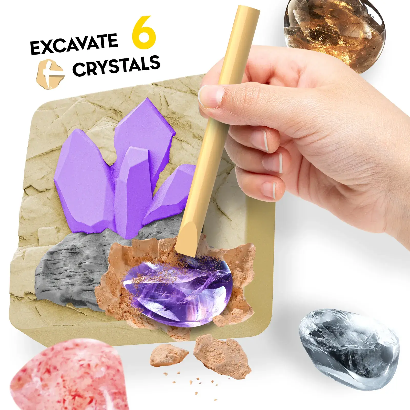 Crystal Night Light Dig Kit – Excavate 6 Crystals & Build a USB Display (Ages 6+) - Image 3