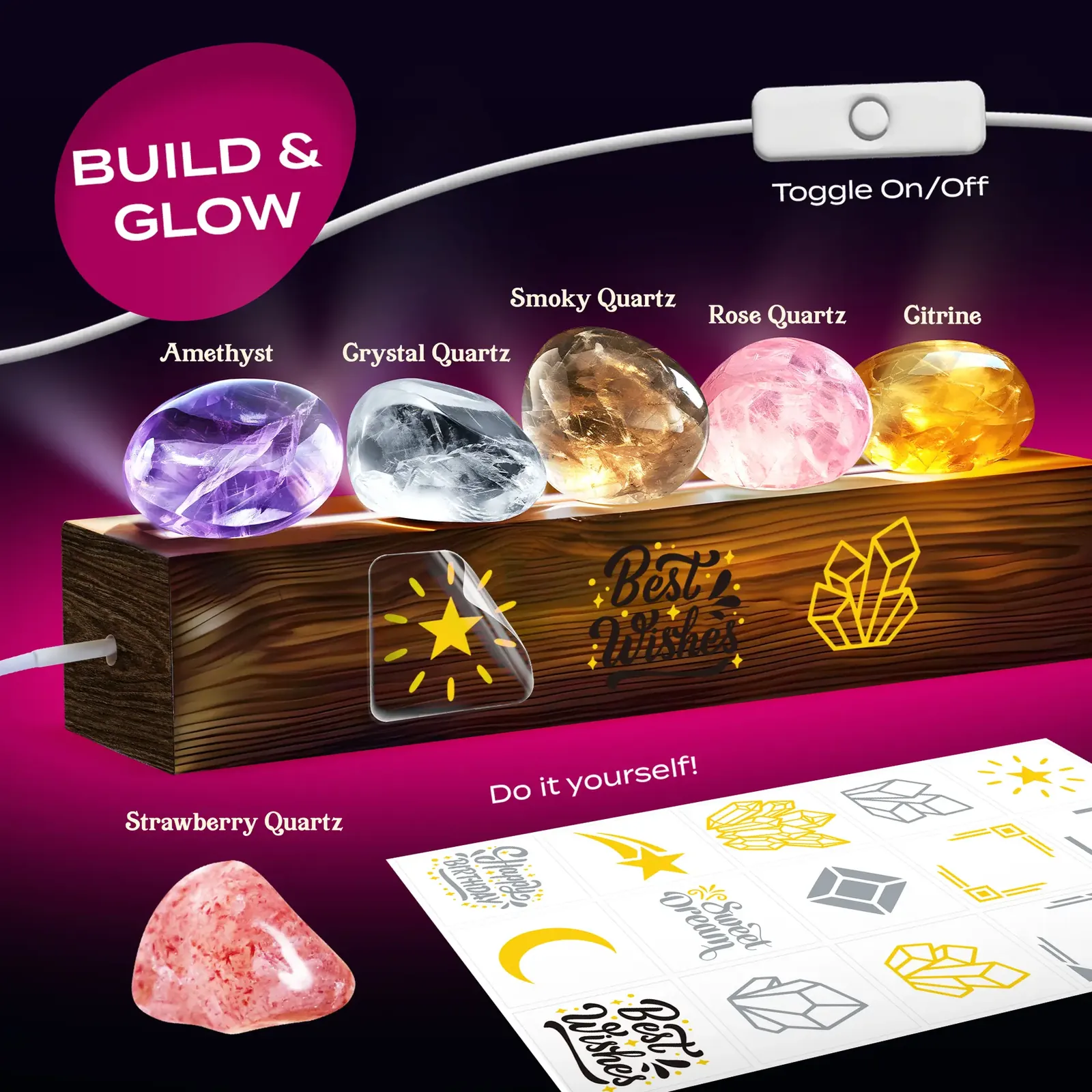 Crystal Night Light Dig Kit – Excavate 6 Crystals & Build a USB Display (Ages 6+) - Image 4