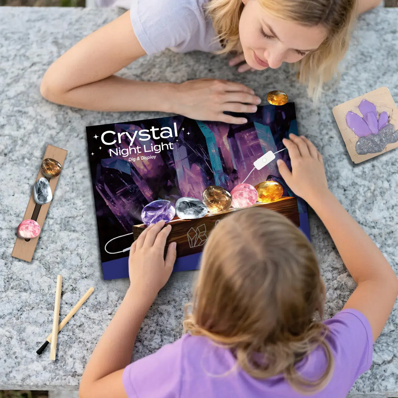Crystal Night Light Dig Kit – Excavate 6 Crystals & Build a USB Display (Ages 6+) - Image 7