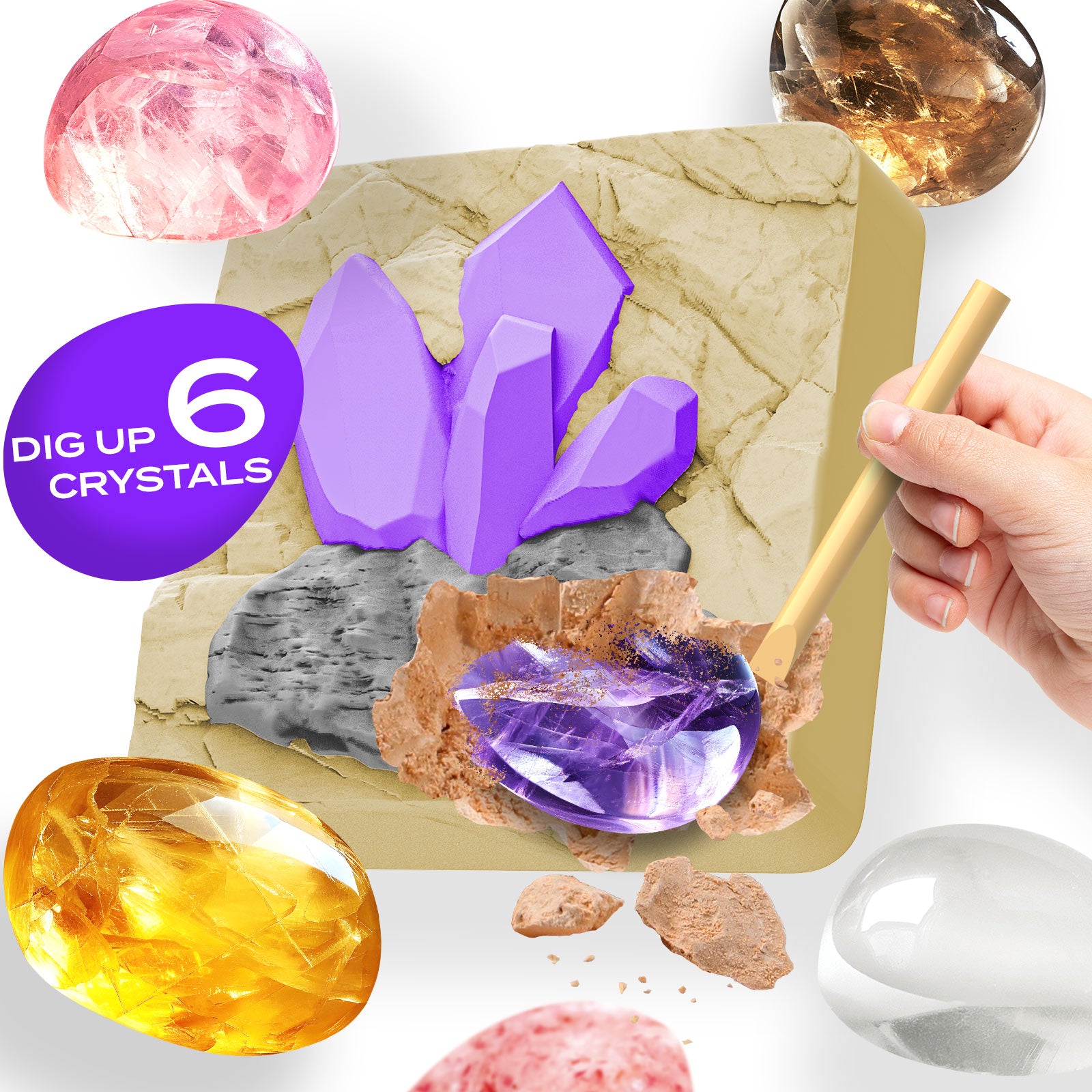 Gamerside Gemstone Dig Kit & Display Crystal Night Light for Kids, Dig Up 6 Genuine Rocks and Minerals, Gem Digging Kit for Kids Age 6-12, Educational Science Kit Birthday Gifts for Boys and Girls - Image 2