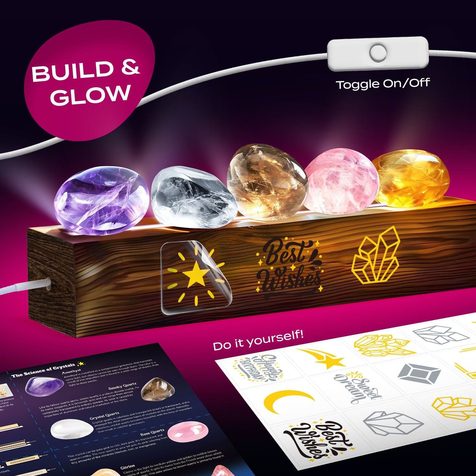 Gamerside Gemstone Dig Kit & Display Crystal Night Light for Kids, Dig Up 6 Genuine Rocks and Minerals, Gem Digging Kit for Kids Age 6-12, Educational Science Kit Birthday Gifts for Boys and Girls - Image 3