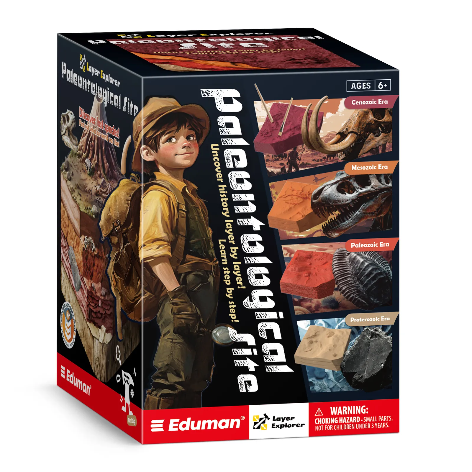Paleontological Site Fossil Digging Kit for kids, Dig Up 4 Geological Eras with Dinosaur Fossil, Rock - Image 2
