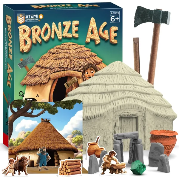 Bronze Age Archaeology Dig Kit for Kids – Malachite, Pottery & Stonehenge Scene (Ages 6+)