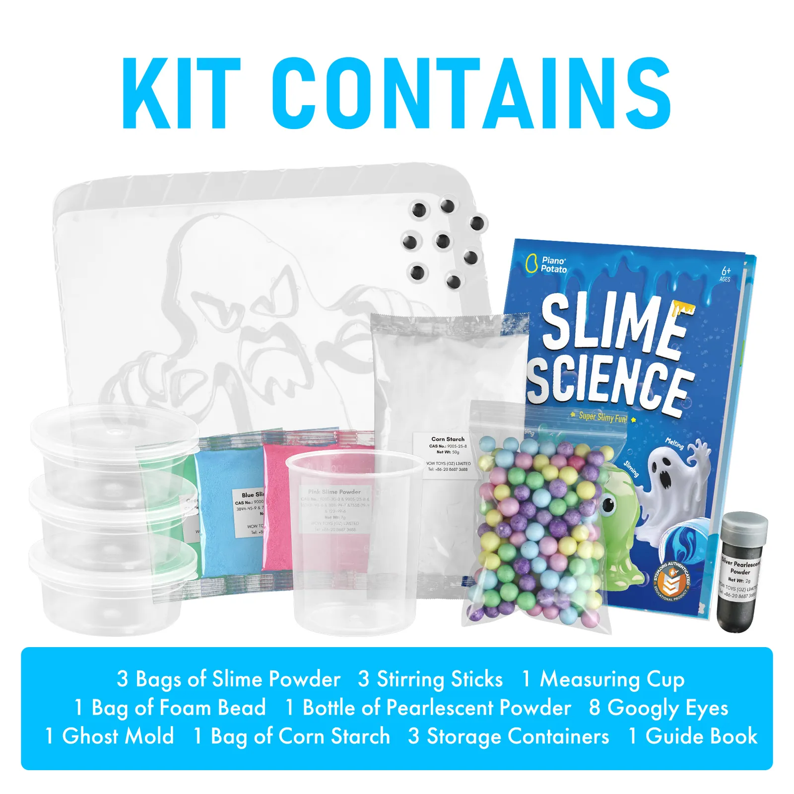 Slime Science Kit - DIY Slime Making Set with Ghost Mold, Foam Beads & Storage Containers - Image 5