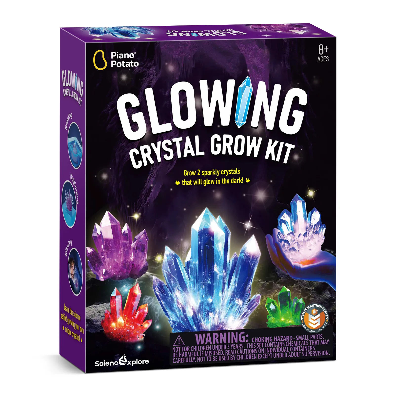 Glowing Crystal Grow Kit - Grow 2 Glow-in-the-Dark Sparkly Crystals - Image 2