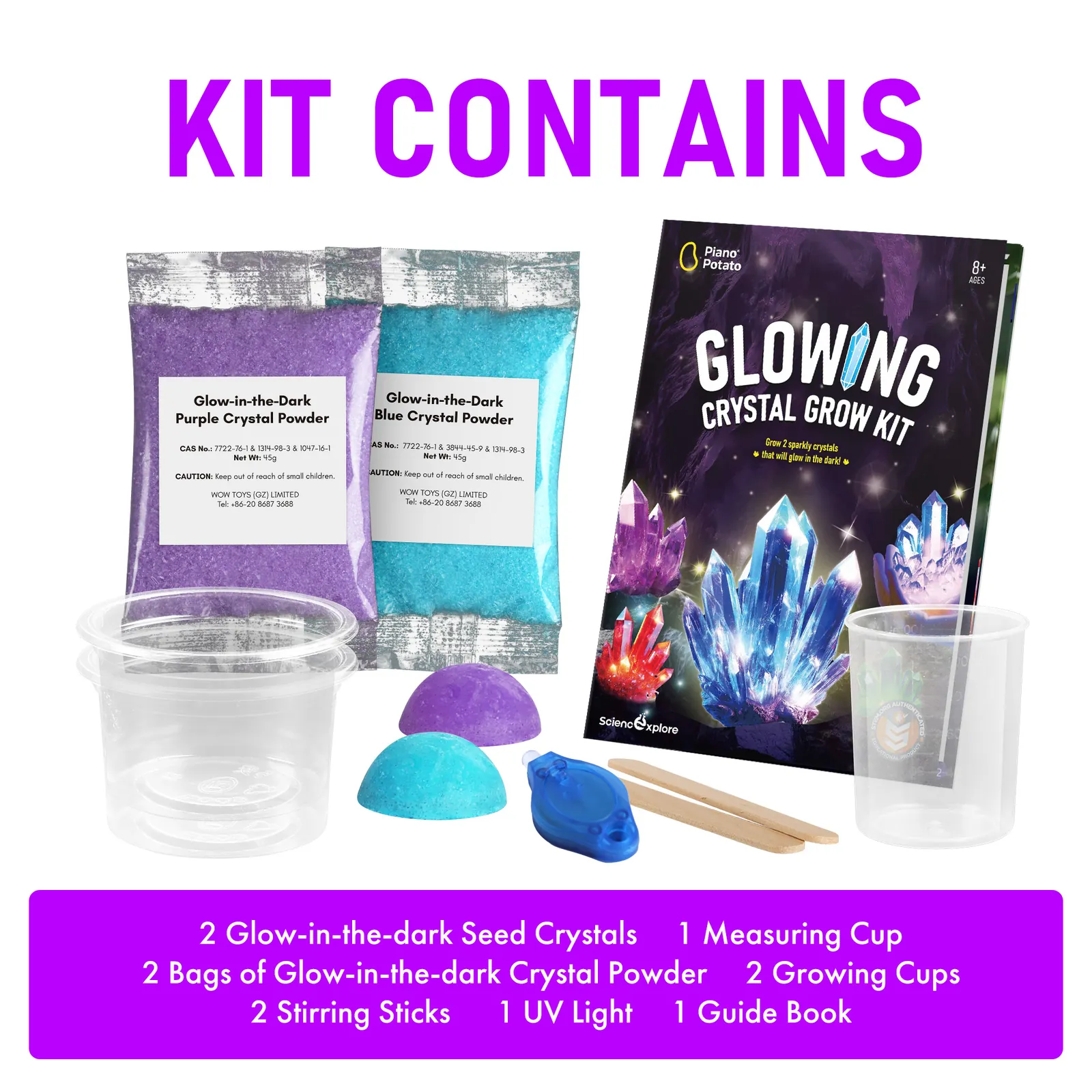 Glowing Crystal Grow Kit - Grow 2 Glow-in-the-Dark Sparkly Crystals - Image 5