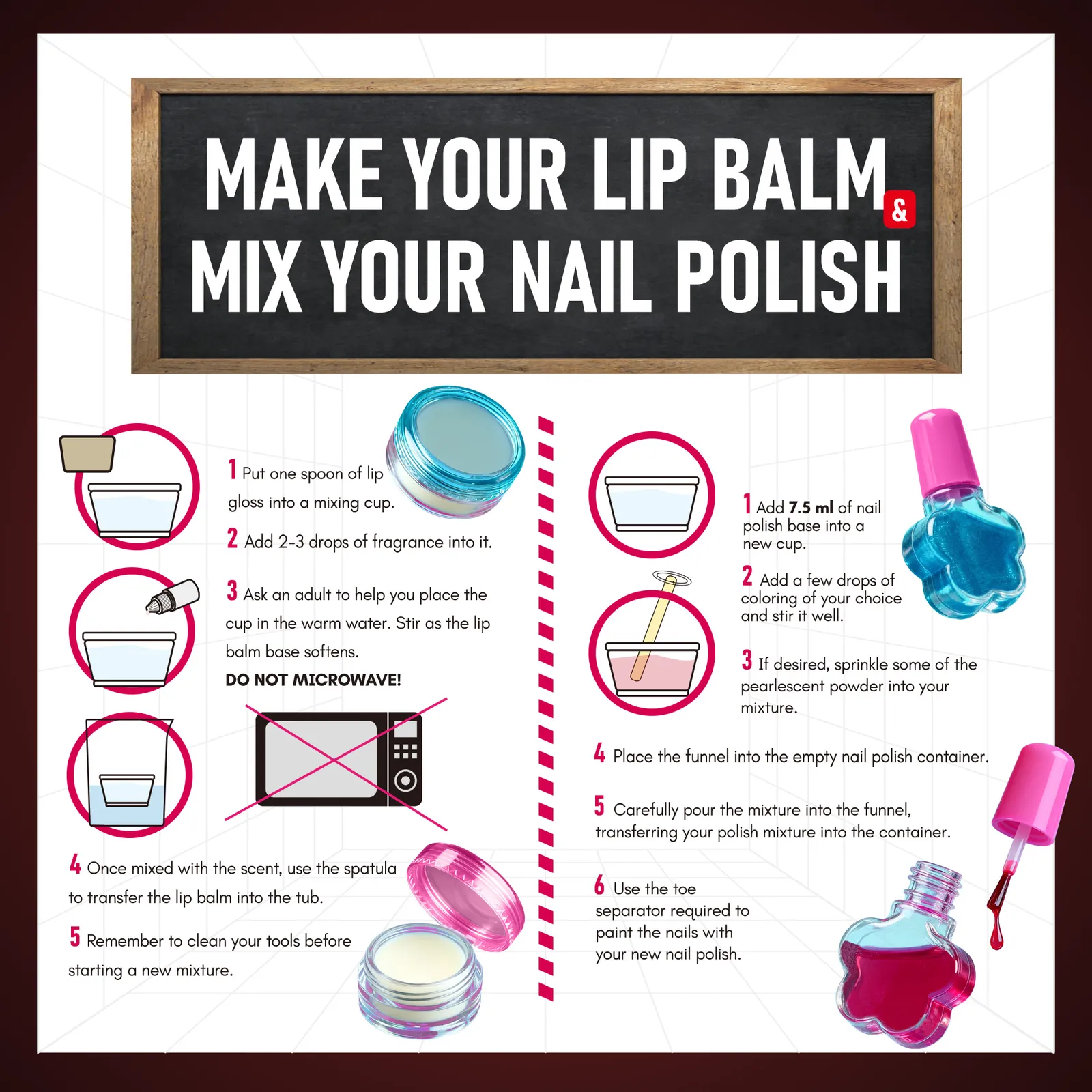 Piano Potato Nail Polish & Lip Balm Making Kit - Create Your Own Safe, Glittery Cosmetics for Kids & Teens - Image 7