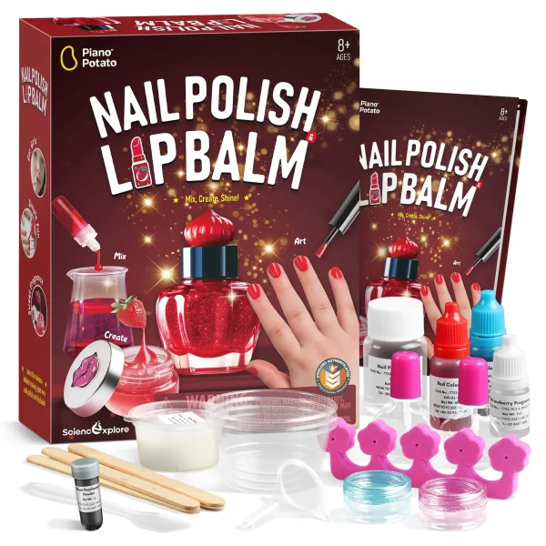 Piano Potato Nail Polish & Lip Balm Making Kit - Create Your Own Safe, Glittery Cosmetics for Kids & Teens