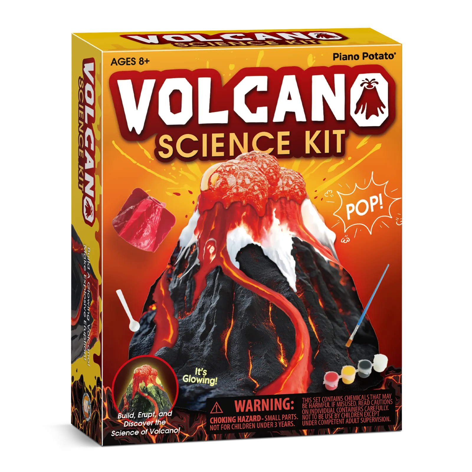 Glow Volcano Science Kit - Paint & Build a Volcano, Make a Foamy Eruption, Includes Mold & Supplies - Image 3