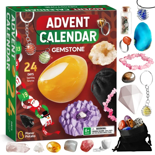 Gemstone Advent Calendar 2025 – Kids Christmas Countdown with 30+ Treasures