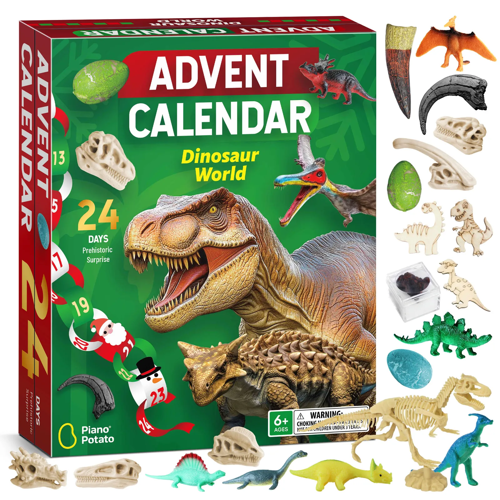 Dinosaur World Advent Calendar for Kids - 24 Days Prehistoric Surprise Christmas Countdown