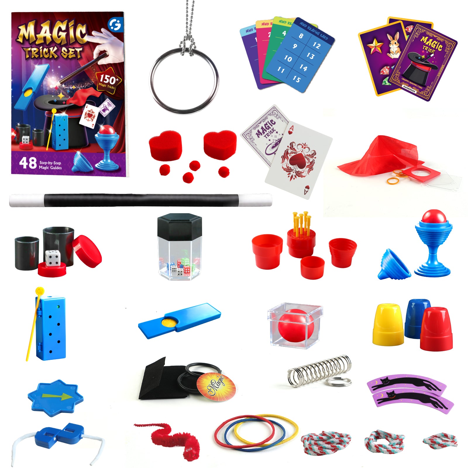 Gamerside Magic Kit for Kids Ages 6-12, 150+ Tricks with Book & Video Step-By-Step Guides, 5-Level Magic Progression, Wand, Cups, Coins & More, Birthday Christmas for Boys & Girls - Image 2