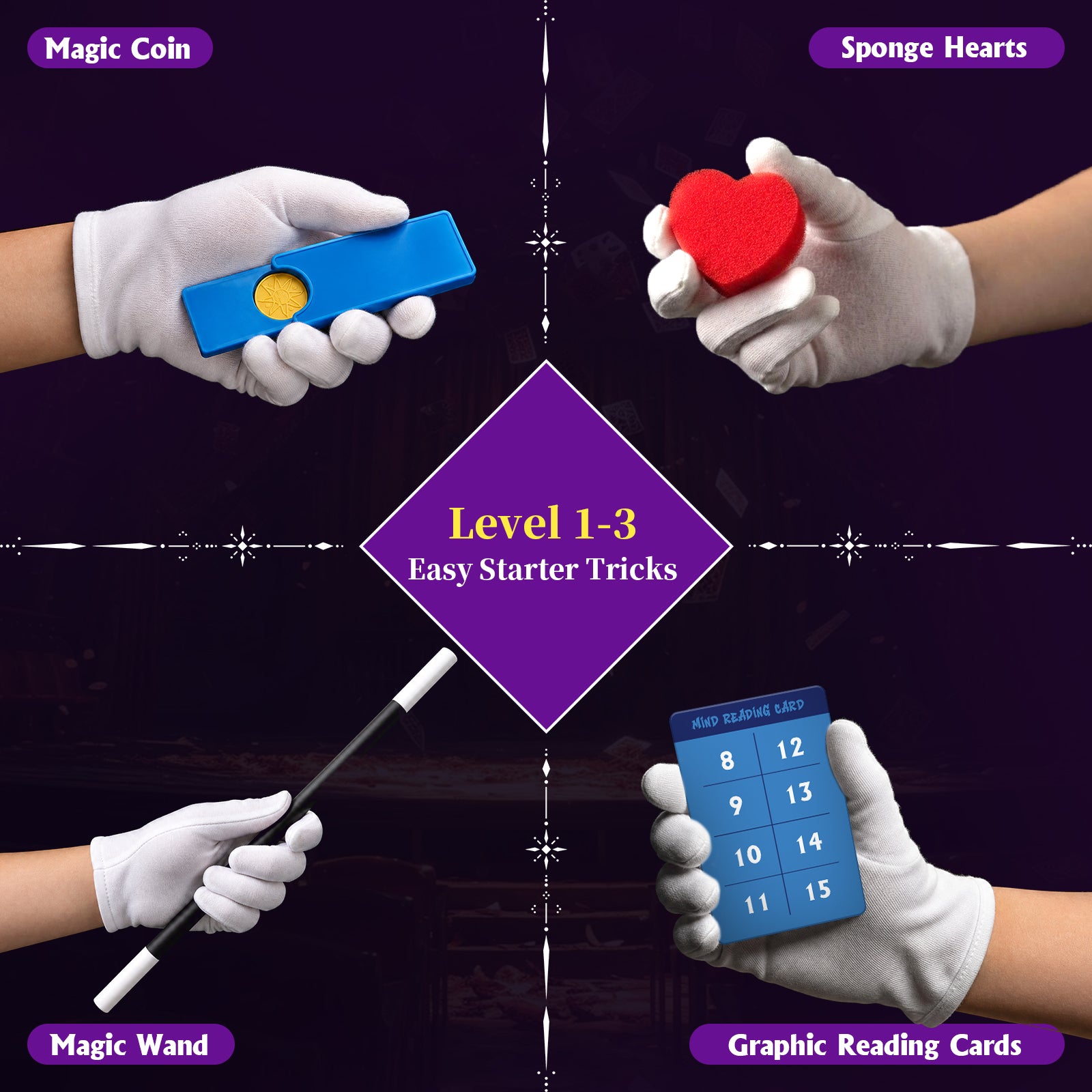 Gamerside Magic Kit for Kids Ages 6-12, 150+ Tricks with Book & Video Step-By-Step Guides, 5-Level Magic Progression, Wand, Cups, Coins & More, Birthday Christmas for Boys & Girls - Image 3