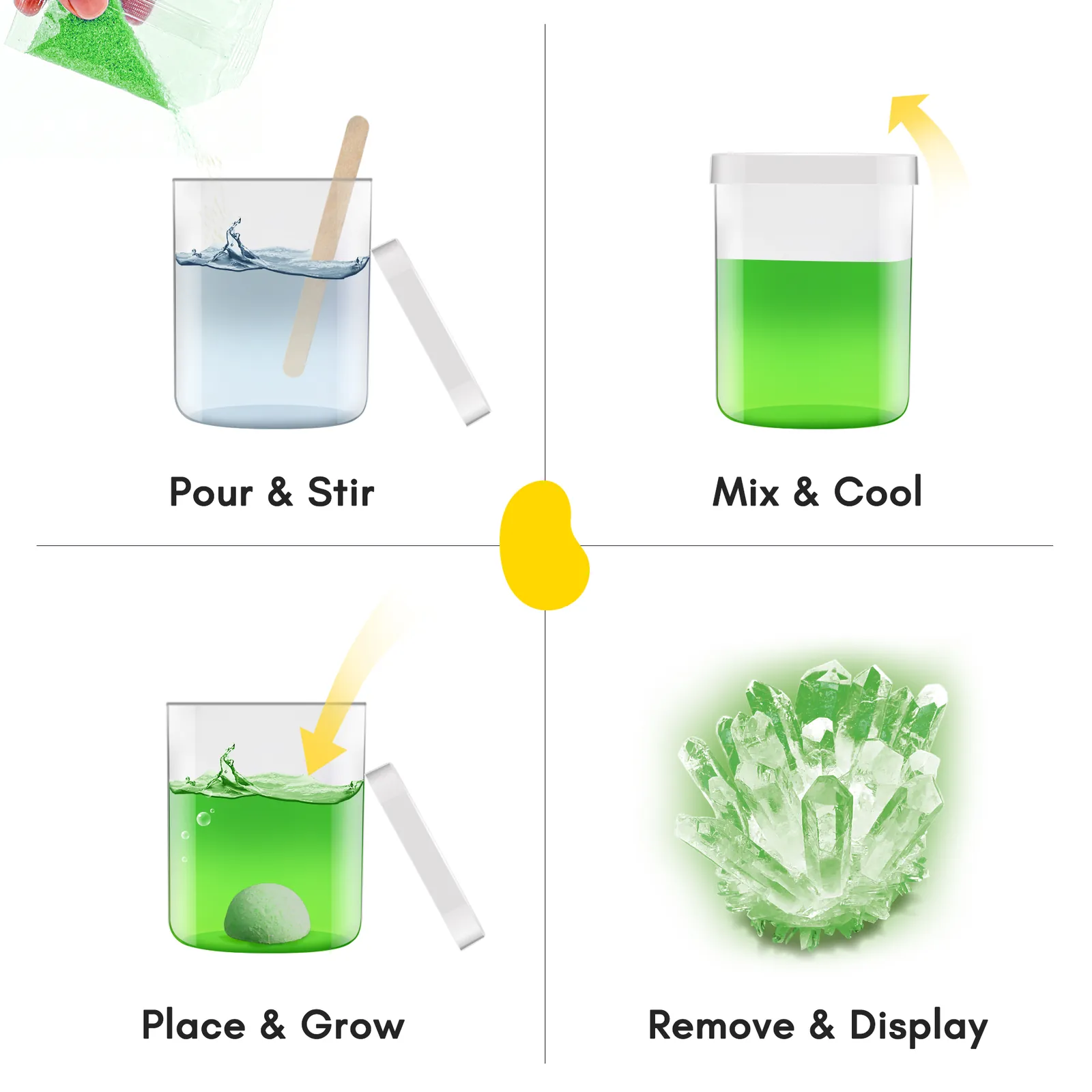 Crystal Growing Kit for Kids, Green DIY Crystal Science Experiment Set, Grow Your Own Crystals - Image 4