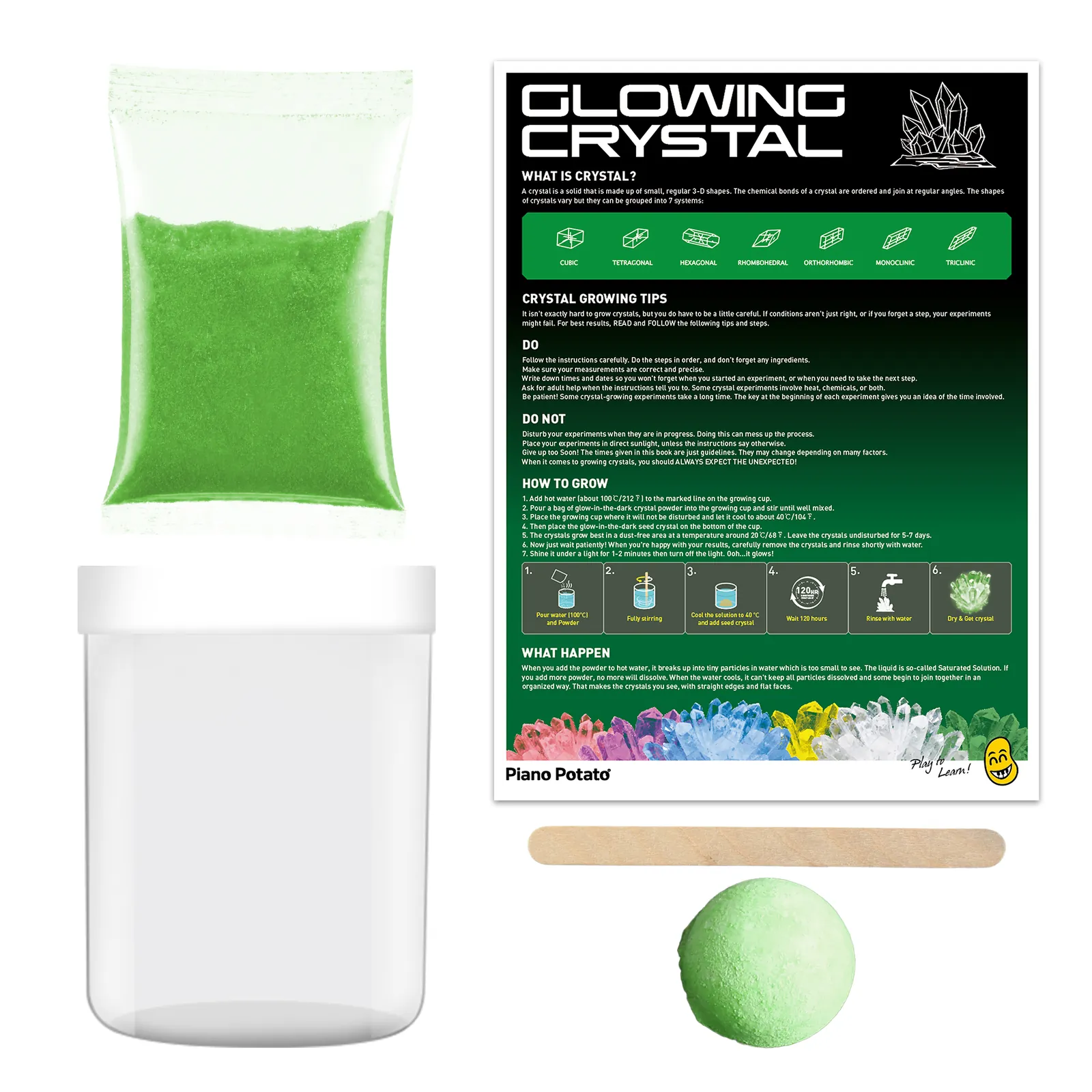 Crystal Growing Kit for Kids, Green DIY Crystal Science Experiment Set, Grow Your Own Crystals - Image 5