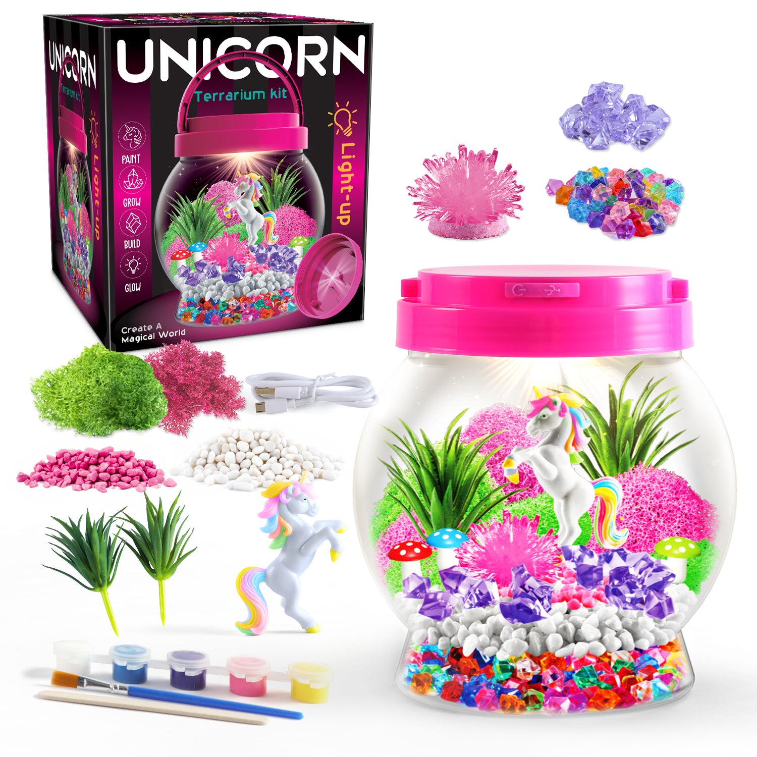 Unicorn Light-Up Terrarium Kit – Paint, Build & Glow - Image 2