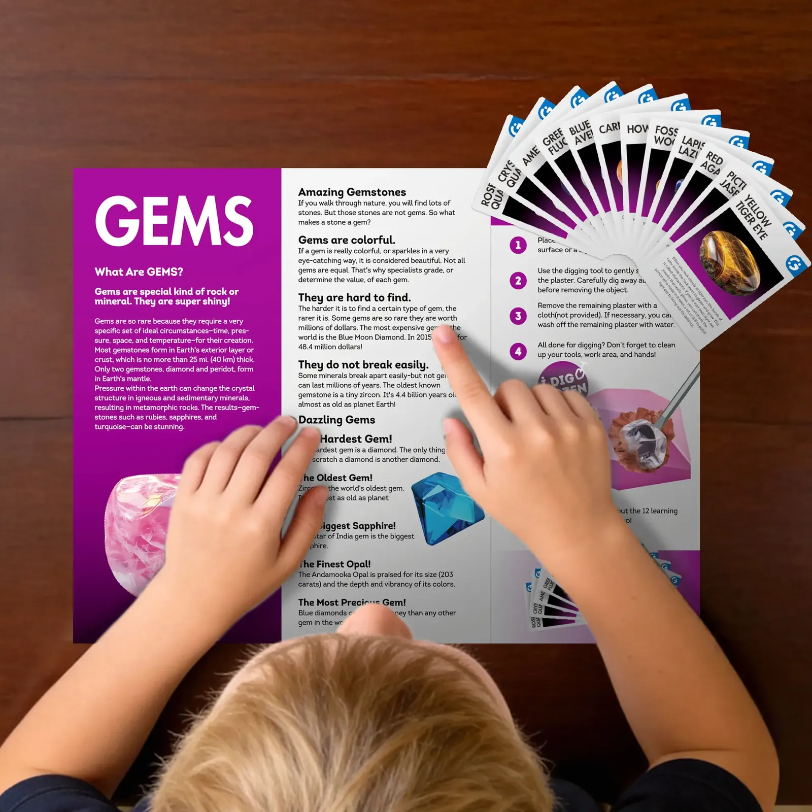 Gemstone Dig Kit – 12 Individual Blocks, 12 Stones & Learning Cards - Image 7