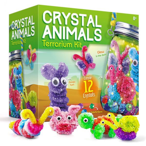Piano Potato Crystal Animals Terrarium Kit - 12 Crystal Shapes with LED Light