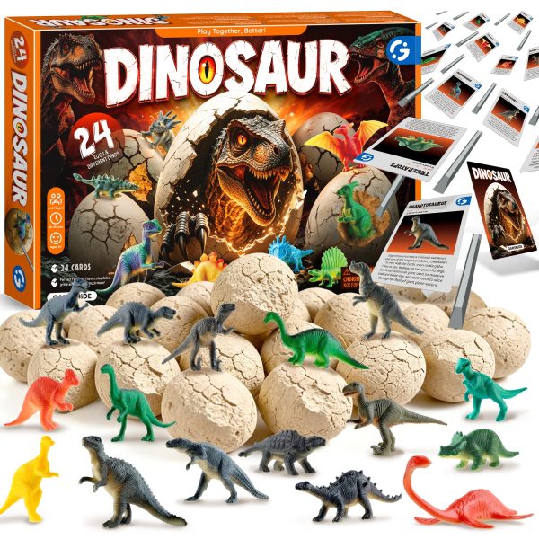 Gamerside 24 Dinosaur Eggs Dig Kit - STEM Excavation Party Set