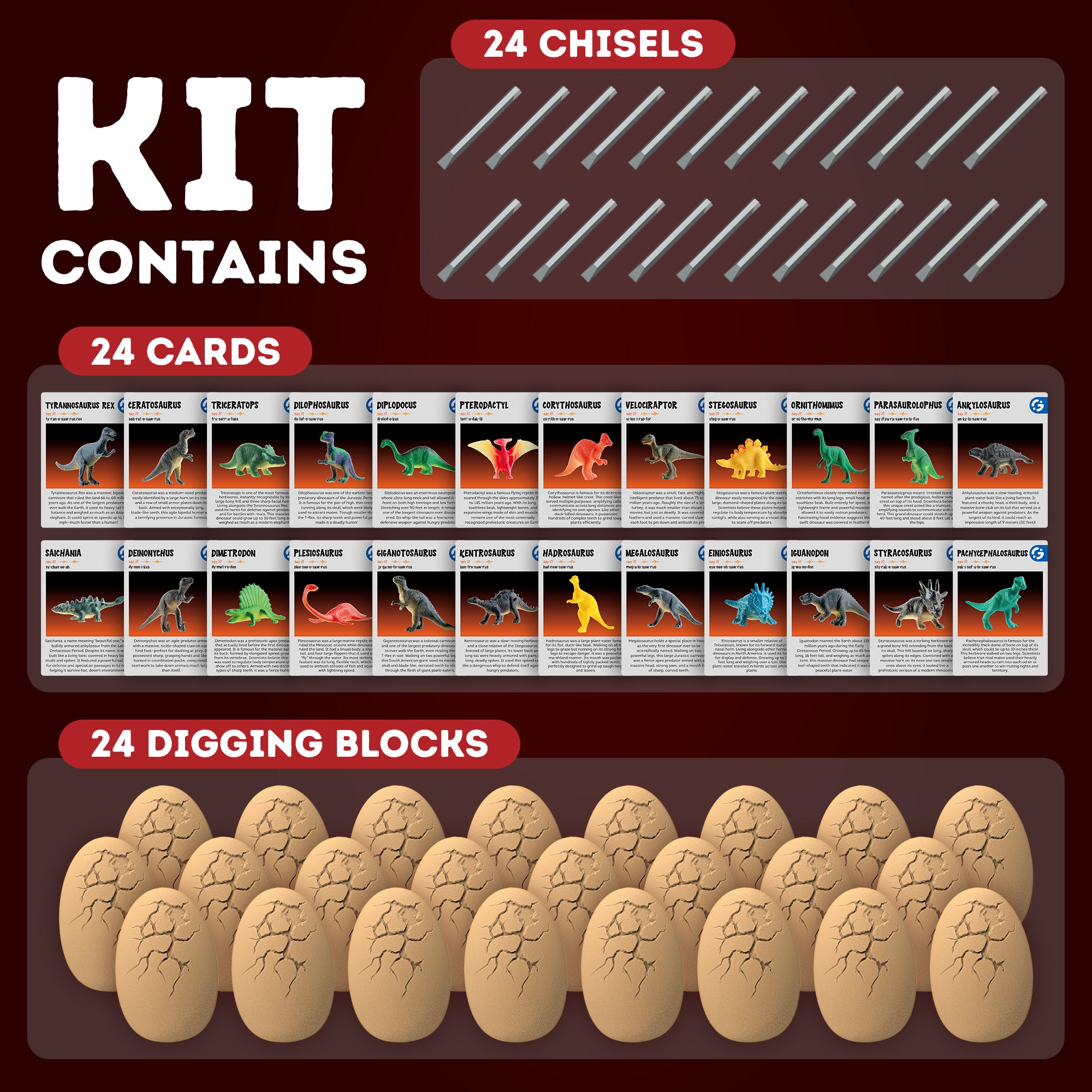Gamerside 24 Dinosaur Eggs Dig Kit - STEM Excavation Party Set - Image 2