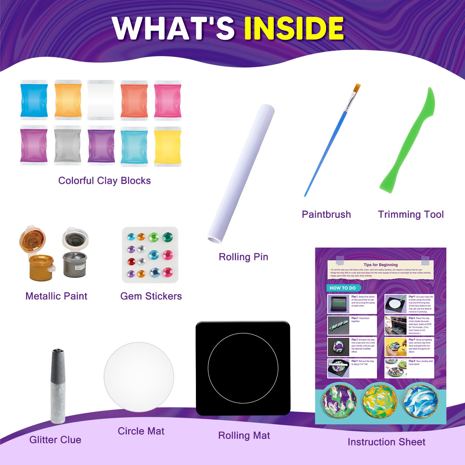 Clay Jewelry Dish Craft Kit – Make 3 Colorful Bowls - Image 5