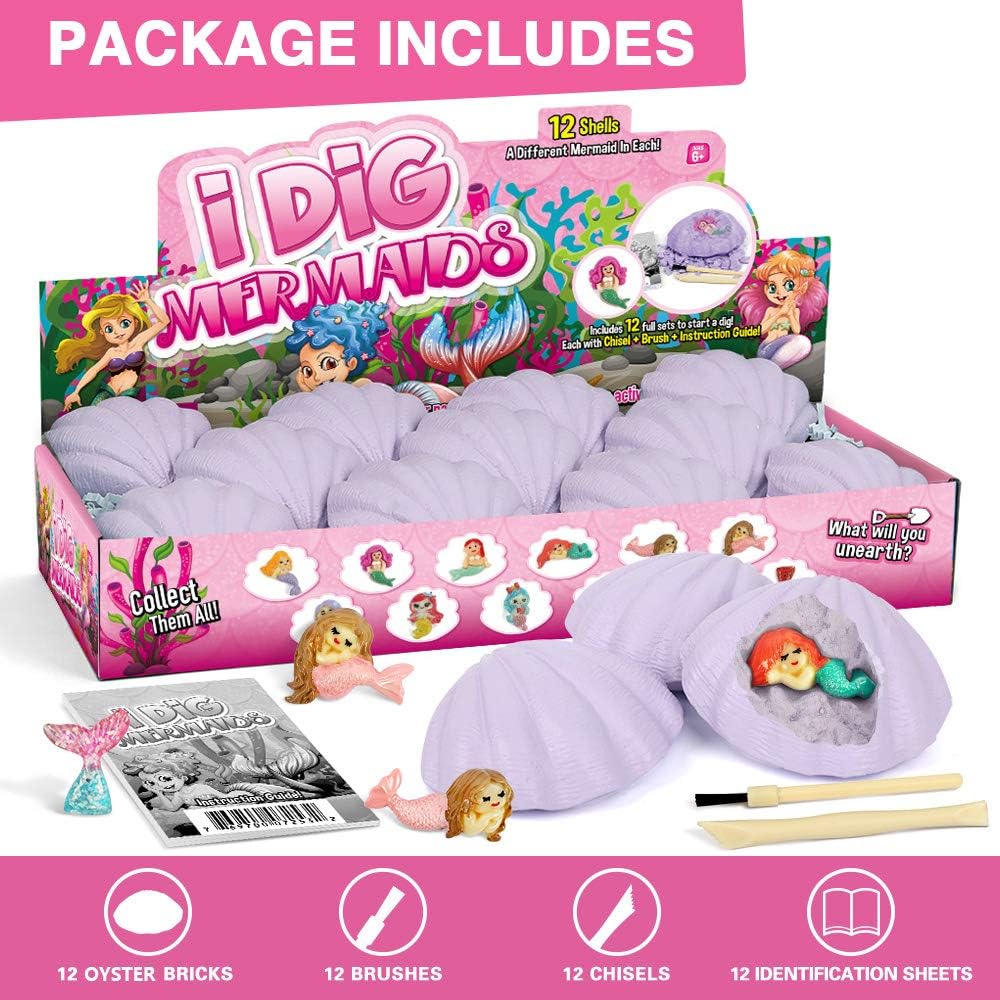 Gamerside Mermaid Digging Kit - 12 Mermaid Treasure Excavation Sets - Image 4