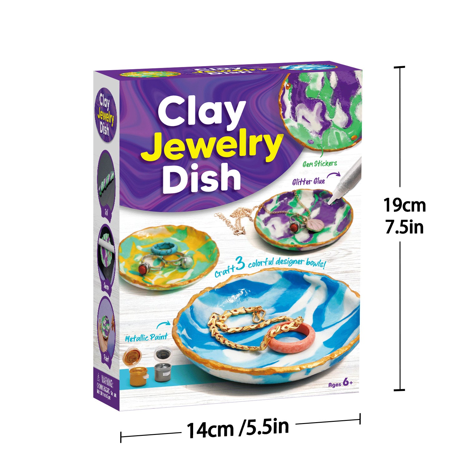 Clay Jewelry Dish Craft Kit – Make 3 Colorful Bowls - Image 9