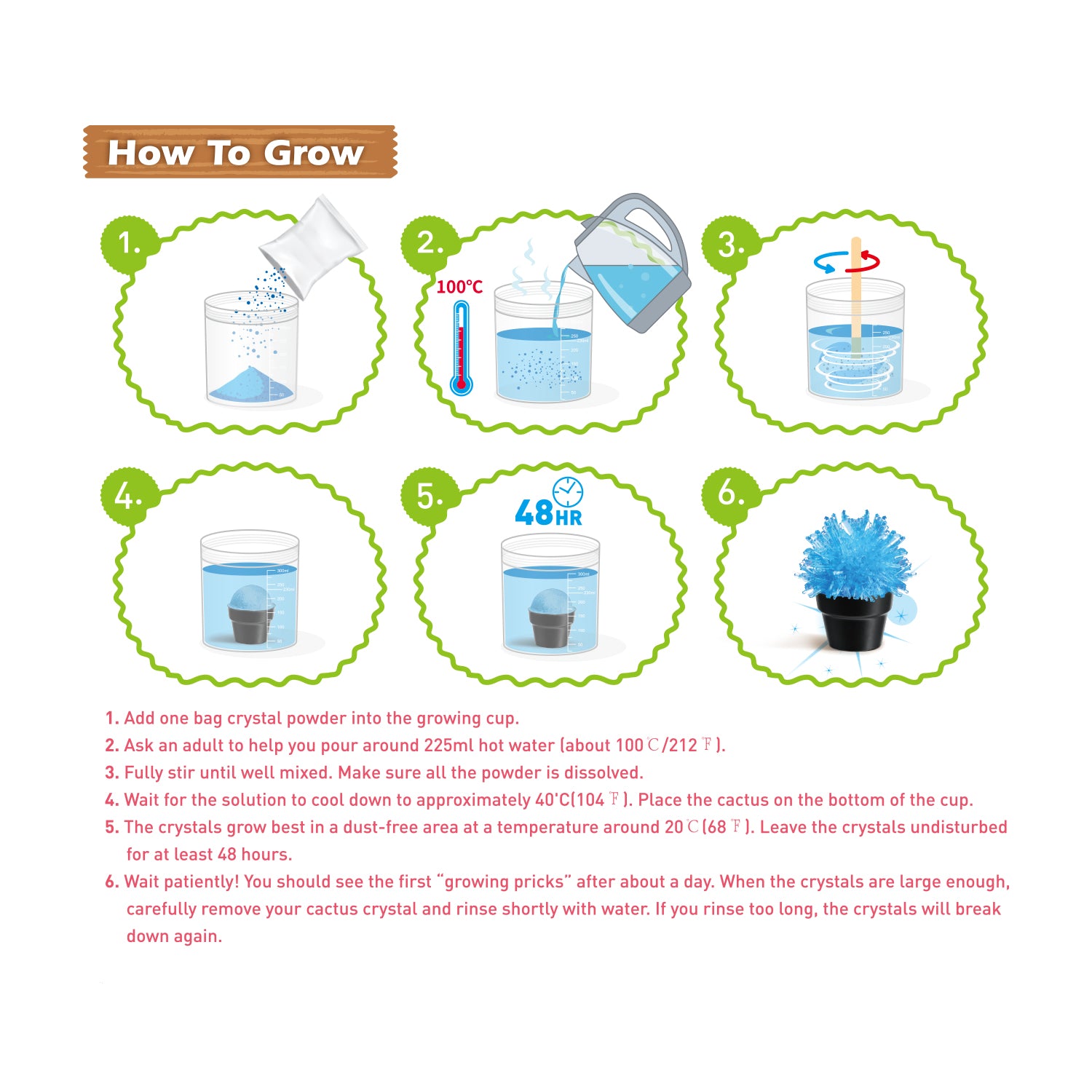 Piano Potato Crystal Cactus Growing Kit – Red Crystals, Ages 8+ - Image 3