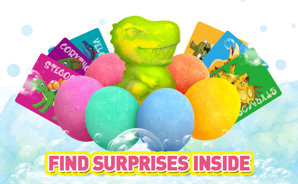 Dino Bath Bombs for Kids – 6 Egg Fizz Bombs + T-Rex Bonus - Image 10