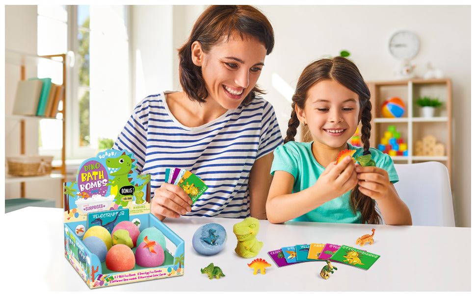Dino Bath Bombs for Kids – 6 Egg Fizz Bombs + T-Rex Bonus - Image 11