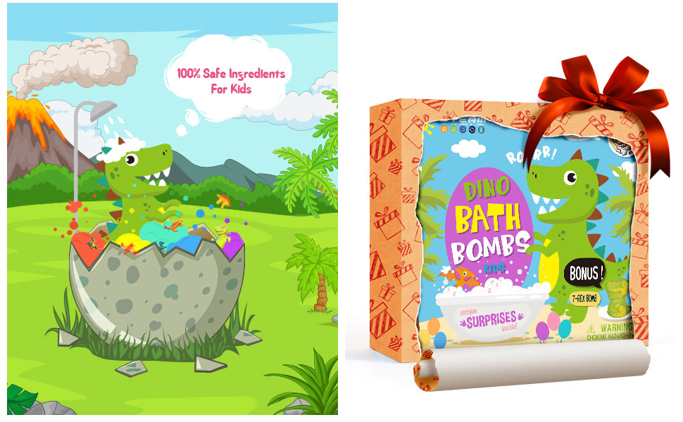 Dino Bath Bombs for Kids – 6 Egg Fizz Bombs + T-Rex Bonus - Image 12