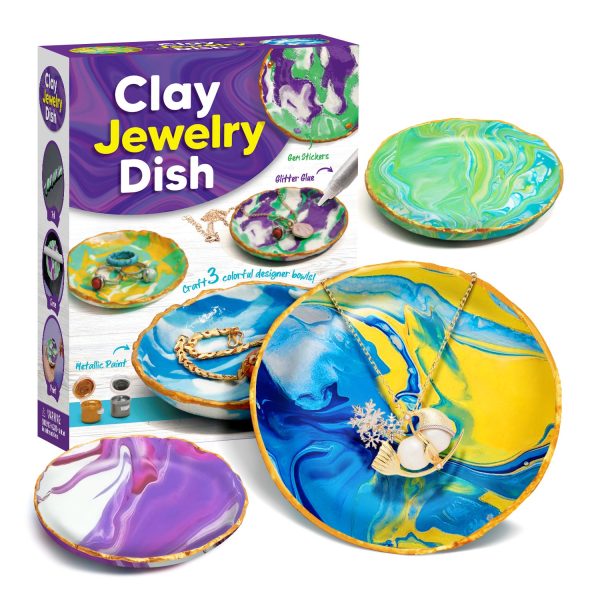 Clay Jewelry Dish Craft Kit – Make 3 Colorful Bowls