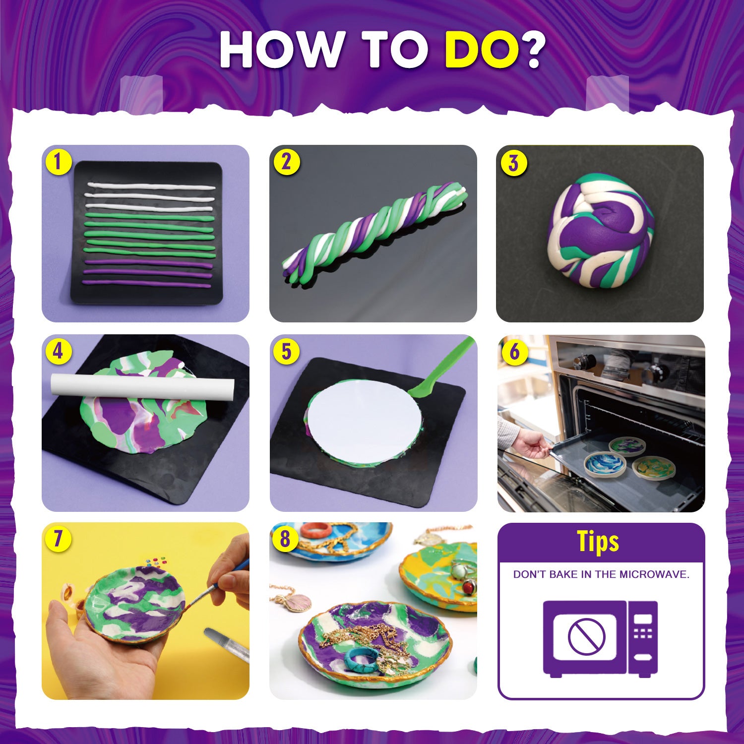 Clay Jewelry Dish Craft Kit – Make 3 Colorful Bowls - Image 11